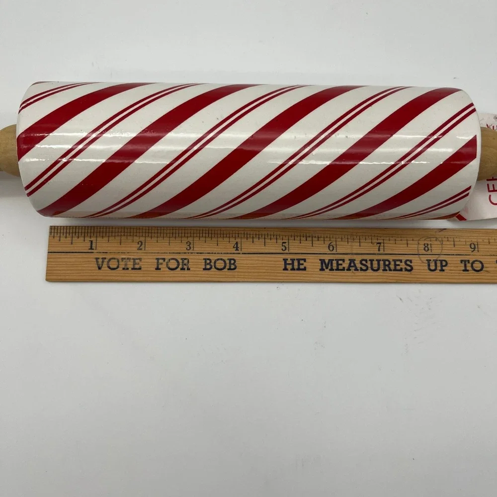 Newclassic Ceramic Rolling Pin Unisex OS Red‎ Candy Cane Stripe Holiday Kitchen
